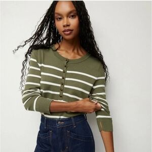 Veronica Beard Dianora Striped Crew Knit Sweater Size Medium